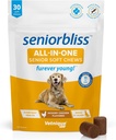Vetnique Seniorbliss Senior Dog Multivitamine avec de la glucosamine, de l'huile de poisson Omega 3 et des probiotiques - pour les articulations de chiens, le soutien digestif et immunitaire pour la santé optimale (Vitamine quotidienne tout-en-un, 30 Ct)