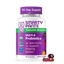 SmartyPants Organic Toddler Multivitamine Gummies: Probiotiques, Omega 3 (ALA), Vitamine D3, C, Vitamine B12, B6, A, K & Zinc, Beta Carotène, Sans gluten, Trois arômes de fruits, 60 Compte (30 jours)