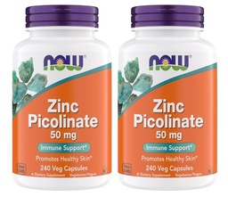 Maintenant Suppléments, Zinc Picolinate 50 mg, Supports Fonctions Enzymatiques, Soutien Immune, Non-OGM, Casher, Convient aux Végétariens - 240 Capsules Végétariennes (Pack de 2)