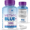 NATURELS MAXLIFE Capsules bleues de méthylène pur, ultime de type pharmaceutique bleu de méthylène 12mg - 60 Capsules avec vitamine C Ester et NAC Glycine, soutient la fonction cellulaire et cognitive, fabriqués aux États-Unis