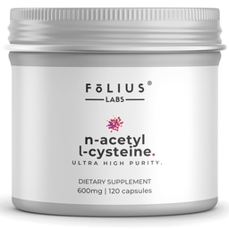 FOLIUS LABS Clean Label N-acétyl L-Cysteine (NAC) Supplément 600mg – Lungs and Respiratory Support – Immune Health Support – 120 gélules