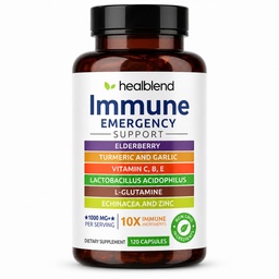 booster de supplément de soutien immunitaire 10 en 1 avec Elderberry, Zinc, Echinacea, Turmeric, Lactobacillus Acidophilus, pour adultes [120 Capsules]