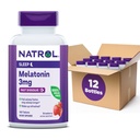 Natrol Melatonin 3mg, supplément alimentaire aromatisé aux fraises pour un sommeil reposant, 150 comprimés à dissolution rapide, 150 jours d'approvisionnement