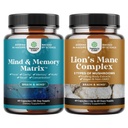 Ensemble de Supplément Cerveau Nootropique pour la Santé Mentale et Clarté avec VIT A, B6, Riboflavine, Niacine, Thiamin, Folate et Avancée Lion's Mane Champignon Supplément - Soutien et Focus Mémoire Santé Cerveau