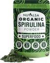 Poudre de spiruline biologique Nuvalsa 1 lb – Supplément 100% Pure Superfood de Blue Green Algae Non OGM pour boisson de smoothie et protéines, Vegan & USDA certifié biologique - 100 portions