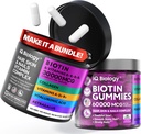 Biotin Groupe de croissance des cheveux - Biotin Vitamines & Capsules de kératine + Gommies capillaires avec Collagène & Astragalus - Peau des cheveux Nails Vitamines pour les femmes & les hommes