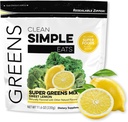 Nettoyer les aliments simples Super Greens en poudre, naturellement aromatisés Greens en poudre avec Chlorella, Spiruline, Superfoods et fibre prébiotique, Pas d'ingrédients artificiels, Sans gluten, Saveur de citron doux, 30 portions