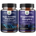 Bundle of Pre Conception Male Fertility Supplement - Semen Volume Booster with CoQ10 Maca Root Methyl Folate D-Aspartic Acid and High Absorption Magnesium Sleep - Magtein L-Threonate Apigenin Theanine