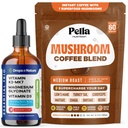 Drops Of Nature Magnesium Glycinate with Vitamin K2 D3 Drops (Mixed Berry, 60 mL) & Pella Nutrition Mushroom Coffee with Lion's Mane (Regular Caffeine, 60 Cups) – Vegan, Non-GMO – Focus & Bone Health