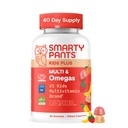 SmartyPants Gummies multivitamine pour enfants, Omega 3 (DHA/EPA), Vitamines D3, C, B12, B6, Vitamine A, K et zinc, Sans gluten, Trois arômes de fruits, 80 Nombre (40 jours)