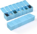 Organisateur hebdomadaire de petites pilules, cas de pilules de 7 jours, boîte quotidienne de médicaments à base de vitamines, contenants de pilules pour suppléments de médicaments Huile de poisson(2Pcs,Blue)