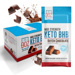 Dr Boz - Poudre Keto BHB - Chocolat hollandais, 20 sachets - Augmenter l'énergie et réduire les crampes - Supplément alimentaire Max Strength - États-Unis - 11,7oz (332g)