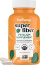 Bellway Super Fiber Capsules - USDA Organic Psyllium Husk Capsules - Supplément quotidien de fibre de Psyllium Husk pour la santé et la régularité digestives - à base végétale, non-OGM, Kosher - 160 capsules
