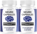 (2 Pack) Neuro Capsules - Official NeuroCapsules Brain Health and Memory Support Advanced Formula, Daily Premium Focus Pills Cognitive Function for Overall Health & Wellness, 120 Capsules for 2 Months