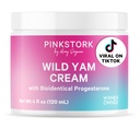 Pink Stork Wild Yam Cream - Balance naturelle des hormones pour les femmes - PMS, Fertilité, Periménopause, Ménopause - Crème bioidentique - Sans parfum, 4 oz