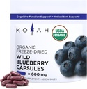 KOYAH Capsules de bleuet sauvage biologique – Fruits entiers congelés – 600 mg (3 960 mg frais) – Variété Lowbush (Vaccinium angustifolium) – Fonction cognitive et soutien antioxydant - 60 capsules