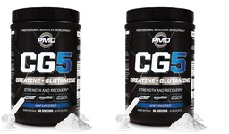 PMD Sports CG5 Premium Creatine & L Poudre de glutamine, récupération de puissance, construire le muscle maigre, augmenter la performance d'entraînement, la force maximale avant l'entraînement et après l'entraînement, non aromatisé, 60 portions (paquet de 2)