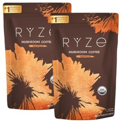 RYZE SUPERFOODS Mushroom Medium Roast Coffee Starter Kit, USDA Organic Instant Coffee with 6 Adaptogenic Mushrooms and for Energy, Focus, Digestion, Immunity with Lions Mane & Turkey Tail 60 Serving