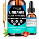 L Theanine Liquid Drops - Double Strength L-Theanine 200mg for Adults & Kids, Fast Absorption Gaba L-Theanine Supplements w. Magnesium & Jujube Seed for Nerve & Sleep, Relaxation & Mood Support丨Vegan