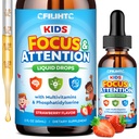 Kids Focus and Attention Supplements with Phosphatidylserine, Omega-3, Magnesium Glycinate & L-Theanine, Brain Vitamins Liquid Drops for Kids Memory, Cognitive, Sleep, Calm & Mood, Strawberry, 2 Fl Oz