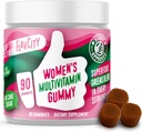 FlavCity Femmes Multivitamine Gommy - Gommies multivitamines quotidiennes pour les femmes - Vitamines premium, minéraux et fibres prébiotiques - Pas d'huile de sucre ou de graines de canne - Blé biologique, Moringa et plus (90 Gommies)
