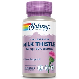 Solaray Extrait de graine de chardon de lait 350 mg garanti pour contenir 80% Silymarin, soutien traditionnel du foie, végétalien et laboratoire vérifié pour la qualité, garantie de remboursement de 60 jours, 30 portions, 30 VegCaps