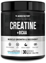Creatine d'usine Jacked + BCAAs - Monohydrate de créatine + BCAA poudre pour augmenter la récupération après l'entraînement, la performance, la croissance musculaire maigre, et la fatigue réduite - 30 portions, framboise bleue