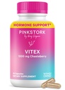 Pink Stork Organic Vitex – 1000 mg Chaste Tree Berry – Soutien à base de plantes pour la périménopause et l'harmonie hormonale – Aide à maintenir le cycle régulière et sain équilibre progestérone – 60 capsules végétaliennes