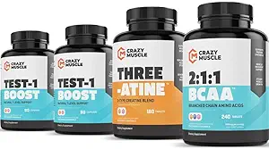 Obtenez plus gros avec BCAA, Créatine et test 1 Boost (2 mois d'approvisionnement)