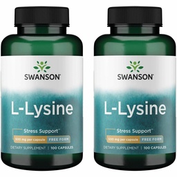 Swanson Forme libre L-Lysine - Supplément naturel Promouvoir le stress et la santé du système nerveux - Peut favoriser la relaxation 500 Milligrammes 100 Capsules (2 Pack)