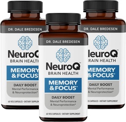 NeuroQ Memory & Focus - Améliore la performance cognitive et la fonction cérébrale - Formule neuroprotectrice par Dr Dale Bredesen - Gotu Kola Ginkgo Phosphatidylsérine & Propolis - 60 capsules (paquet de 3)