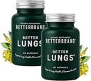 Betterbrand BetterLungs Supplément quotidien pour la santé respiratoire (60 capsules) avec NAC, vitamine D, Elderberry, Ginseng, Mullein et Reishi Mushroom (paquet de 2)