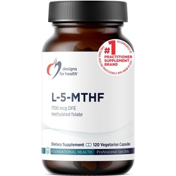 Conceptions pour la santé L 5-MTHF - Supplément de méthylfolate de Quatrefolic L 1mg (1700mcg DFE) - Supplément de folate de méthylate pour les femmes et les hommes - Soutien à la méthylation - Non-OGM, sans gluten (120 capsules)