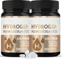 Comprimés d'eau d'hydrogène, supplément d'hydrogène moléculaire pour fonction cognitive et énergie, créer de l'eau avec hydratation rafraîchissante, 2 bouteilles (240 comprimés Total)