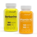 LongLifeNutri Berberine HCL Extract 500 mg & Vitamine K2 MK-7 Ensemble de 100 mcg – 180 + 120 Bouchons de légumes, fournitures de 6 et 4 mois, soutien digestif et os/circulation, non-OGM, GMP certifié, fabriqué aux États-Unis