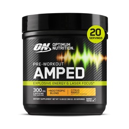 Alimentation optimisée Optimum Pré-entraînement, avec Citrulline, Beta-Alanine, Nootropics et 300mg de caféine pour l'énergie, Citrus Mango, 20 portions (paquetage mai Vary)