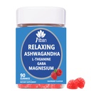 Suppléments de cortisol pour les femmes, Glycinate de magnésium calme, Ashwagandha, L-Theanine, GABA, D3, B6, Mood Anxiety Sommeil Relax, Raspberry Flavour, Vegan 90 Gummies