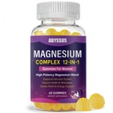 ABYSSUS Magnésium Gommies pour femmes - 12-en-1 Magnésium complexe avec L-Theanine, Ashwagandha & Camomille - soutient la santé musculaire et la relaxation, le soulagement du stress, l'arôme d'ananas, 60 comte