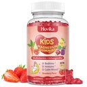 Glycinat de magnésium pour les enfants - Supplément de magnésium avec L-Theanine, Camomille et multivitamines pour les enfants et les adultes Dormir, Calme, Relaxation, Sans sucre Fraise Flavor 60 Gummies