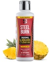 SteelFit Steel Burn, Premium Liquid L-Carnitine, 3000mg - Stimulant-libre et boisson d'entraînement propre pour les hommes et les femmes soutient la gestion saine de la perte de poids et le métabolisme des graisses - 31 portions, Ananas de l'île