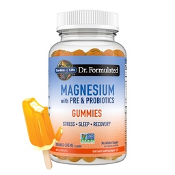 Garden of Life Magnesium Citrate Supplement Gummies with Prebiotics & Probiotics for Stress, Sleep & Recovery - Vegan, Gluten Free, Kosher, Non-GMO, No Added Sugars, Orange Cream Flavor, 60 Count