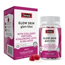 Swisse Glow Skin Glam Bites – Collagen Peptides, acide hyaluronique et mousse de mer – soutient l'élasticité et l'hydratation de la peau – Gommies de sucre zéro pour les adultes – Blueberry Lavender Flavor, 60 comte