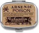 Metal 2 Compartiment Pill Organizer Travel Friendly Portable Compact Pill Box Cute Pill Case, pour les portefeuilles de poche Médecine Portable quotidienne Entreposage de comprimés de vitamine (Arsenig Poison)