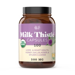Produits naturels complets Capsules de chardon de lait biologique pur - 500 mg Silymarin poudre 100 pilules