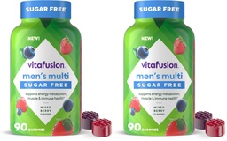 Vitafusion Sugar Free Men’s Multi Daily Gummy Multivitamins, Supports Energy Metabolism, Muscle and Immune Health (1), Mixed Berry Flavors, (Pack of 2)