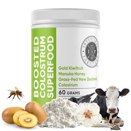Fortitude intestinale augmentée Colostrum Superfood Supplément diététique : Colostrum bovin de Nouvelle-Zélande alimenté par l'herbe, kiwis dorés, miel de Manuka, pour la digestion, système immunitaire et santé Gut (150 grammes)