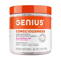 Genius Consciousness - Premium Nootropic Powder for Focus, Memory & Mental Clarity - AlphaSize, NeuroFactor, Lion’s Mane & Dynamine - Natural Brain Booster for Studying, Work & Creativity – Watermelon