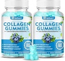 Sans sucre Collagène Peptides Gommies pour femmes Hommes, 1500mg Collagène Types I,II,III,V,X, Plus 5000mcg Biotine & Multi Vitamines pour les ongles de cheveux sains de peau, Immune Digestion Bone Support