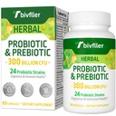 Probiotiques pour les femmes Hommes- 300 milliards CFU, 24 souches Probiotique+15 herbes biologiques Prébiotiques Mélange, pré et probiotiques, pour la santé digestive, Immune et Gut, Diarrhée, Bloating, Vegan, 2 mois d'approvisionnement
