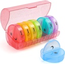 Sukuos Large Weekly Pill Organizer 2 fois par jour, quotidien Pill Box 7 Day Facile à ouvrir avec double protection, AM PM Pill Case pour la médecine/vitamine/huile de poisson/Suppléments (Glitter Rose)